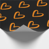 Papier Cadeau Jaune sur les Coeurs noirs dessinés à la main (Coin)