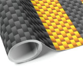 Papier Cadeau Jaune Tirages de course Carbone Fiber Style (Coin rond)