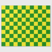 Papier Cadeau Jaune vert À damiers Motif chèque (Plat)