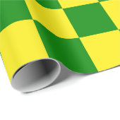 Papier Cadeau Jaune vert À damiers Motif chèque (Coin rond)