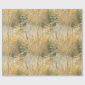Papier Cadeau Jaune Vert Brun Arbres (Plat)