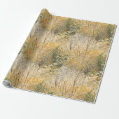 Papier Cadeau Jaune Vert Brun Arbres (Déroulé)