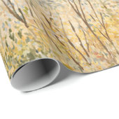 Papier Cadeau Jaune Vert Brun Arbres (Coin rond)