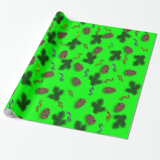 Papier Cadeau Jaune vert rouge pourpre Noël Motif de vacances (Déroulé)