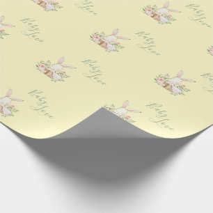 Papier Cadeau Jaune vert Script mignon Baby shower élégant