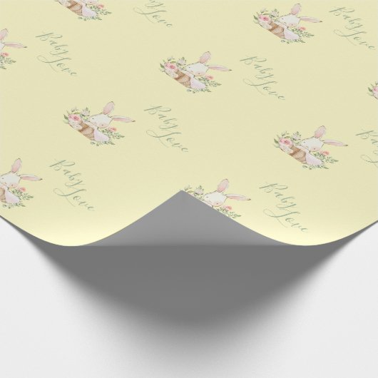 Papier Cadeau Jaune vert Script mignon Baby shower élégant (Coin)