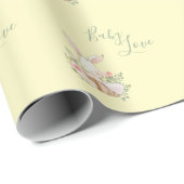 Papier Cadeau Jaune vert Script mignon Baby shower élégant (Coin rond)