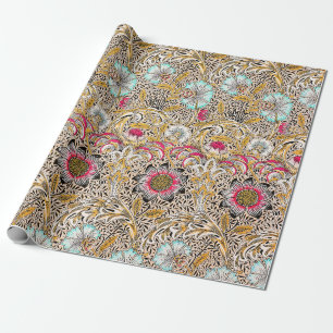 Papier Cadeau Jaune vintage rose Corncockle de William Morris