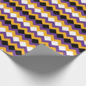 Papier Cadeau Jaune, violet, noir et blanc Zigzag Chevron (Coin)