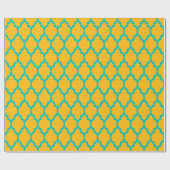 Papier Cadeau Jaune XL Turquoise Quatrefoil marocain #4 (Plat)