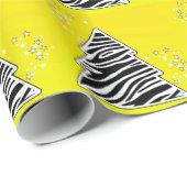 Papier Cadeau Jaune Zèbre de Noël (Coin rond)