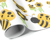 Papier Cadeau Jaunes et noirs mignons gaffent le papier (Coin rond)