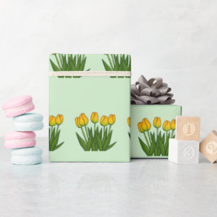 Papier Cadeau Jaunes floraux en fleurs