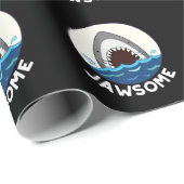 Papier Cadeau Jawsome Funny Shark Teeth Pun Dark BG (Coin rond)
