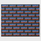 Papier Cadeau Jayce prénom nom graffiti bleu orange (Plat)