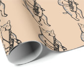 PAPIER CADEAU JAZZ CHAT SAXOPHONE LIVRE D'ANNIVERSAIRE D'ANNIVER (Coin rond)