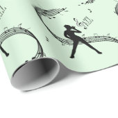 Papier Cadeau Jazz Dance Green Music (Coin rond)