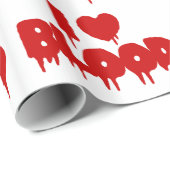 PAPIER CADEAU JE COEUR [AMOUR] SANG (Coin rond)