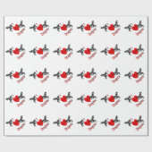 Papier Cadeau Je Coeur Dragons (Plat)