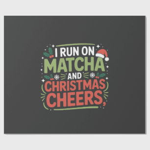 Papier Cadeau Je cours sur Matcha et Noël Cheers Boisson Verte