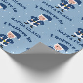 Papier Cadeau Je crois en Safta Claus - mignon Chanukah (Coin)