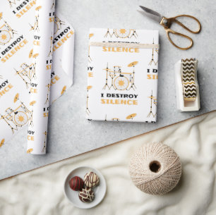 Papier Cadeau Je Détruis Silence Funny Drummer