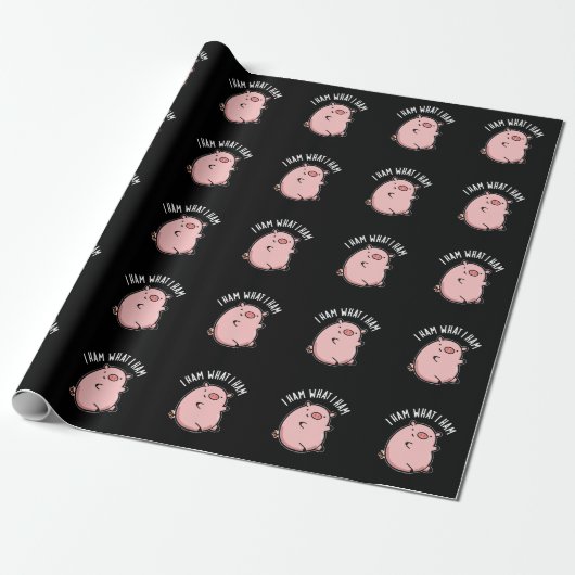 Papier Cadeau Je Jamais Ce Que Je Jamais Drôle Pig Pun Dark BG (Déroulé)
