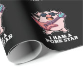 Papier Cadeau Je Jamais Un Pork Star Funny Rock Star Pig Pun Dar (Coin rond)