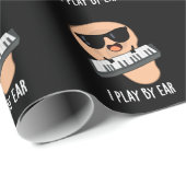Papier Cadeau Je Joue Par Ear Funny Music Pun Dark BG (Coin rond)