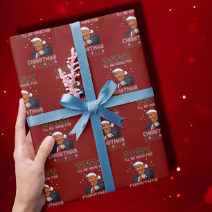 Papier Cadeau Je serai à la maison pour Noël