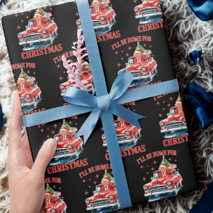 Papier Cadeau Je serai à la maison pour Noël, Trump amusant