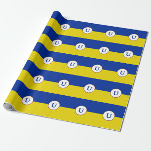 Papier Cadeau Je suis avec l'Ukraine drapeau bleu jaune monogram