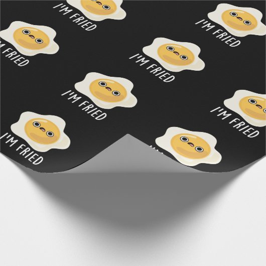 Papier Cadeau Je suis Fried Funny Fried Egg Pun Dark BG (Coin)