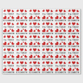 Papier Cadeau Je suis nom fait sur commande de deux coeurs (Plat)