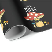 Papier Cadeau Je suis un champignon Funny Mushroom Pun Dark BG (Coin rond)