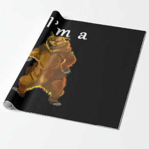 Papier Cadeau Je suis un ours grizzli et Brown