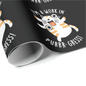 Papier Cadeau Je suis un travail dans la purr-gression Funny Cat (Coin rond)