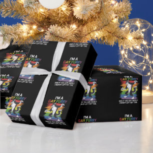 Papier Cadeau Je suis une fierté LGBTQ arc-en-ciel renard furry 