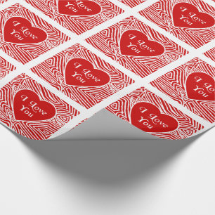 Papier Cadeau Je t'aime coeur