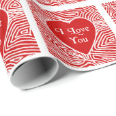Papier Cadeau Je t'aime coeur (Coin rond)