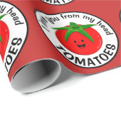 Papier Cadeau Je T'Aime De Ma Tête Tomates (Coin rond)