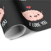 Papier Cadeau Je t'aime Drôle Cerveau Pun Dark BG (Coin rond)