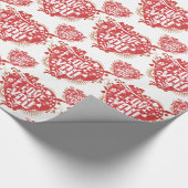 Papier Cadeau Je t'aime Floral Retro Hearts Motif (Coin)