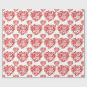 Papier Cadeau Je t'aime Floral Retro Hearts Motif (Plat)