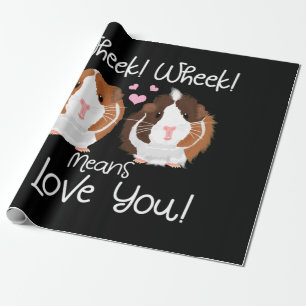 Papier Cadeau Je T'Aime Guinée Cochon Cavy Roddent