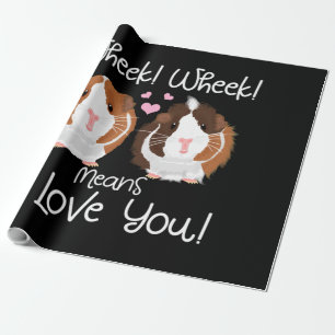 Papier Cadeau Je T'Aime Guinée Cochon Cavy Roddent