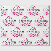 Papier Cadeau Je t'aime Romantique Rejoindre les coeurs (Plat)