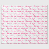 Papier Cadeau Je t'aime Typographie Cursive Valentine (Plat)
