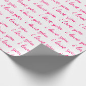 Papier Cadeau Je t'aime Typographie Cursive Valentine (Coin)