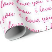 Papier Cadeau Je t'aime Typographie Cursive Valentine (Coin rond)
